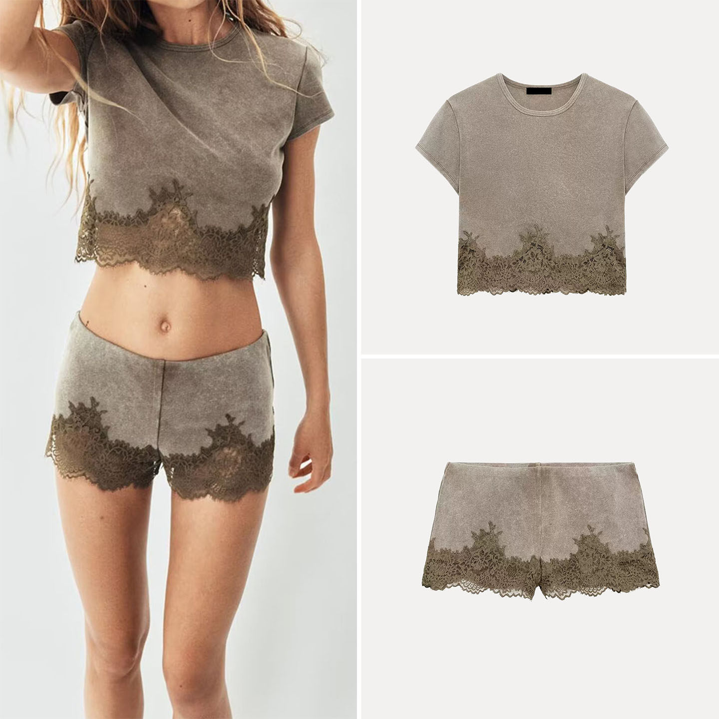 Women's Short Sleeve Ruffle He - огляд і ціна Wash Effect Set